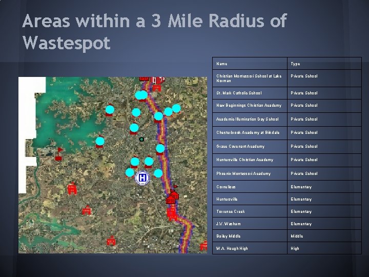 Areas within a 3 Mile Radius of Wastespot Name Type Christian Montessori School at Areas within a 3 Mile Radius of Wastespot Name Type Christian Montessori School at