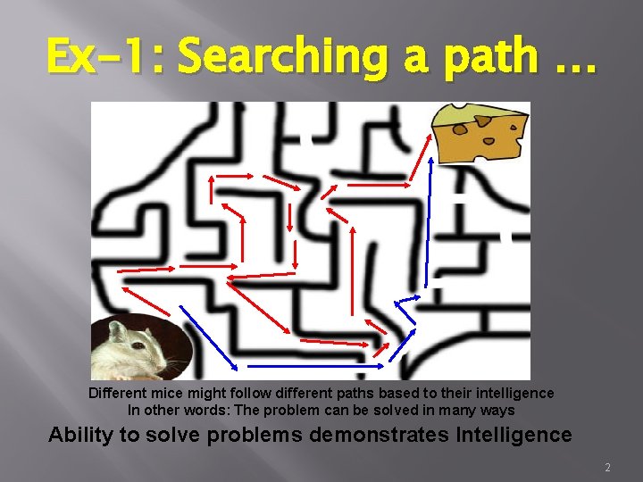 Ex-1: Searching a path … Different mice might follow different paths based to their