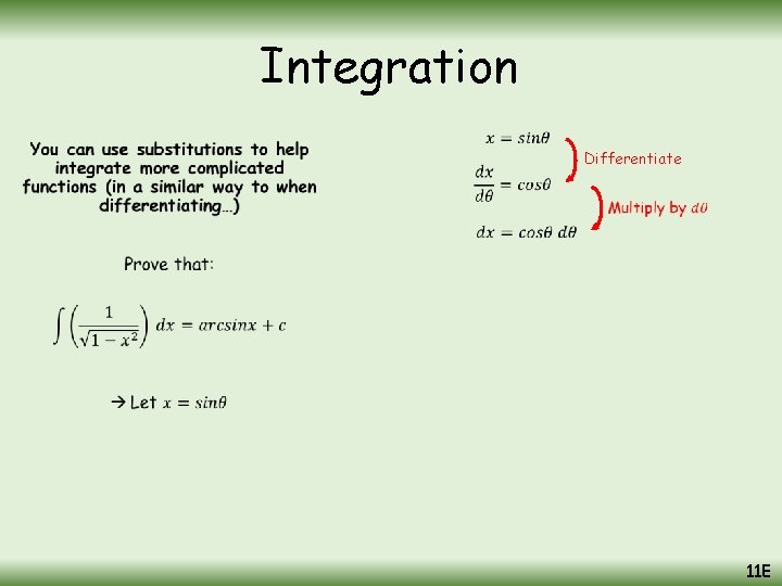 Integration • Differentiate 11 E 