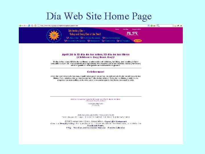 Día Web Site Home Page 