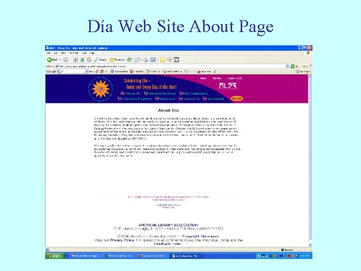 Día Web Site About Page 
