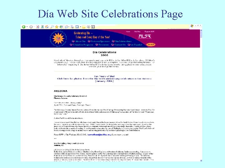 Día Web Site Celebrations Page 