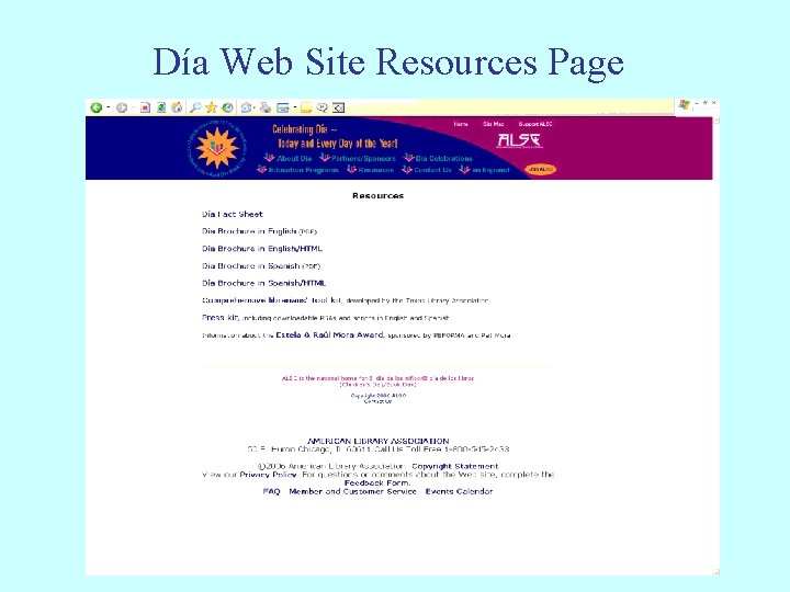 Día Web Site Resources Page 