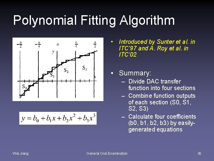 Polynomial Fitting Algorithm • Introduced by Sunter et al. in ITC’ 97 and A.