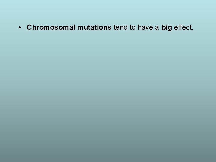  • Chromosomal mutations tend to have a big effect. 