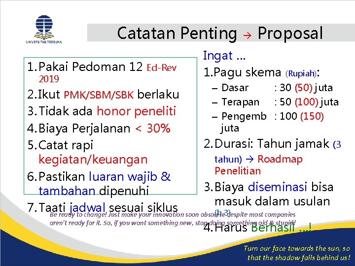 Catatan Penting 1. Pakai Pedoman 12 Ed-Rev 2019 Proposal Ingat … 1. Pagu skema