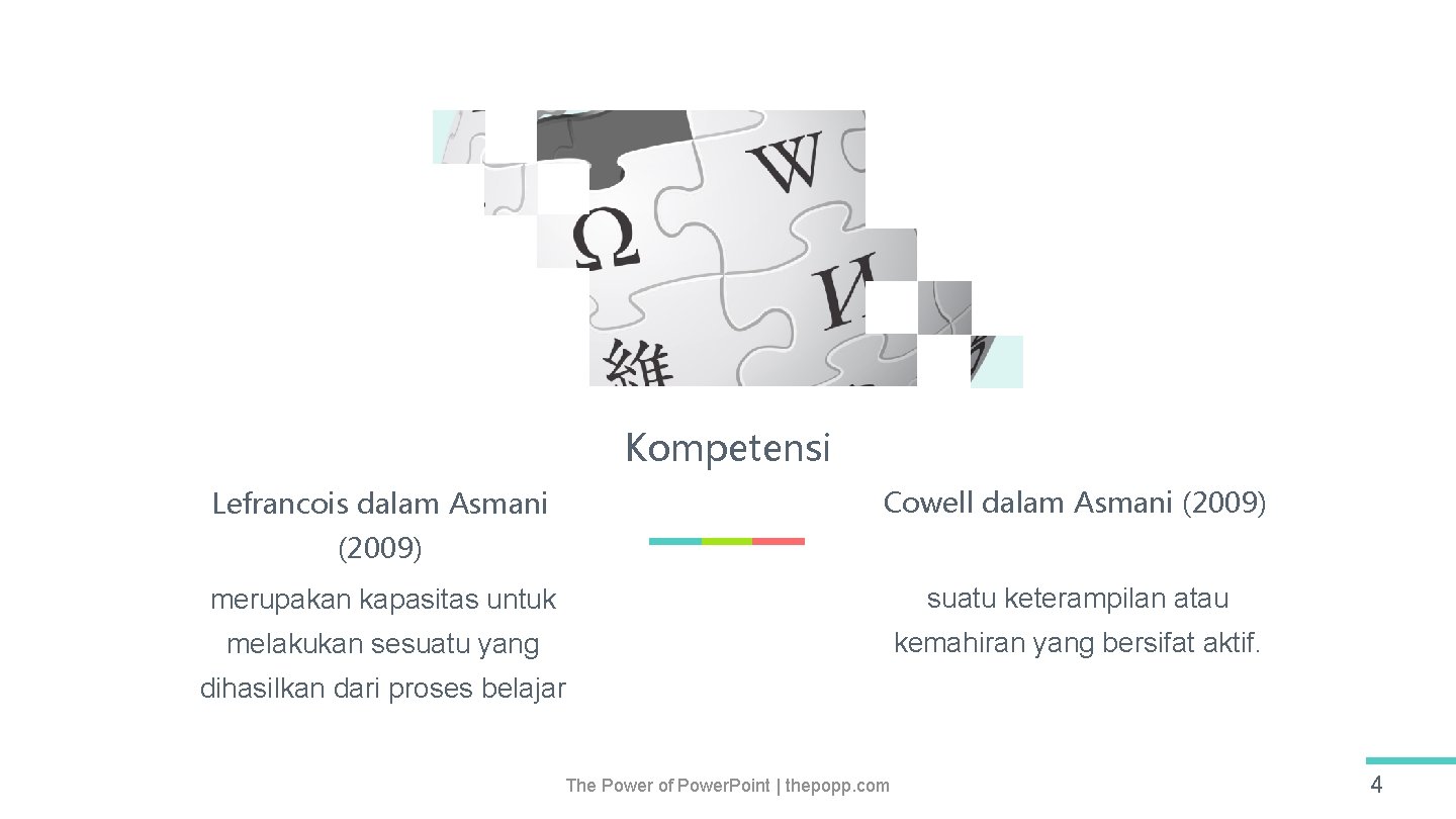 Kompetensi Cowell dalam Asmani (2009) Lefrancois dalam Asmani (2009) merupakan kapasitas untuk suatu keterampilan