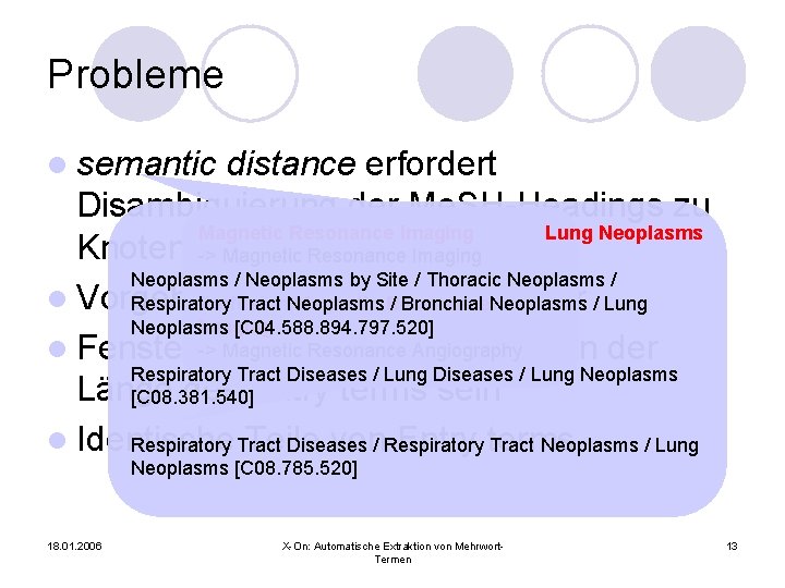 Probleme l semantic distance erfordert Disambiguierung der Me. SH-Headings zu Magnetic Resonance Imaging Lung