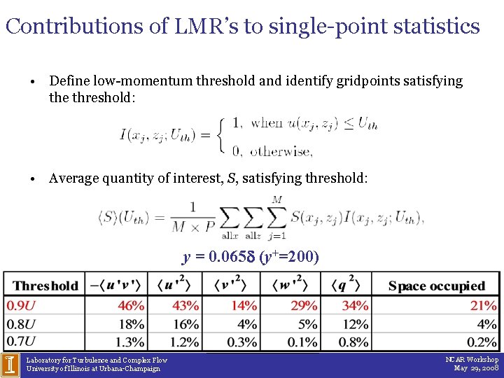 Contributions of LMR’s to single-point statistics • Define low-momentum threshold and identify gridpoints satisfying