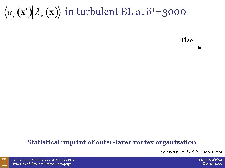 in turbulent BL at d+=3000 Flow Statistical imprint of outer-layer vortex organization Christensen and