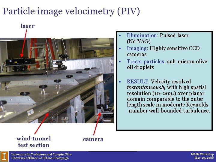 Particle image velocimetry (PIV) laser • • wind-tunnel test section Laboratory for Turbulence and