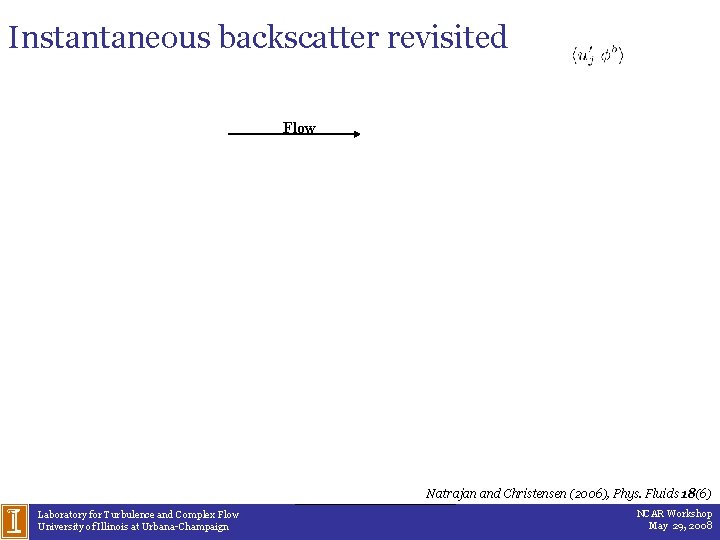 Instantaneous backscatter revisited Flow Natrajan and Christensen (2006), Phys. Fluids 18(6) Laboratory for Turbulence