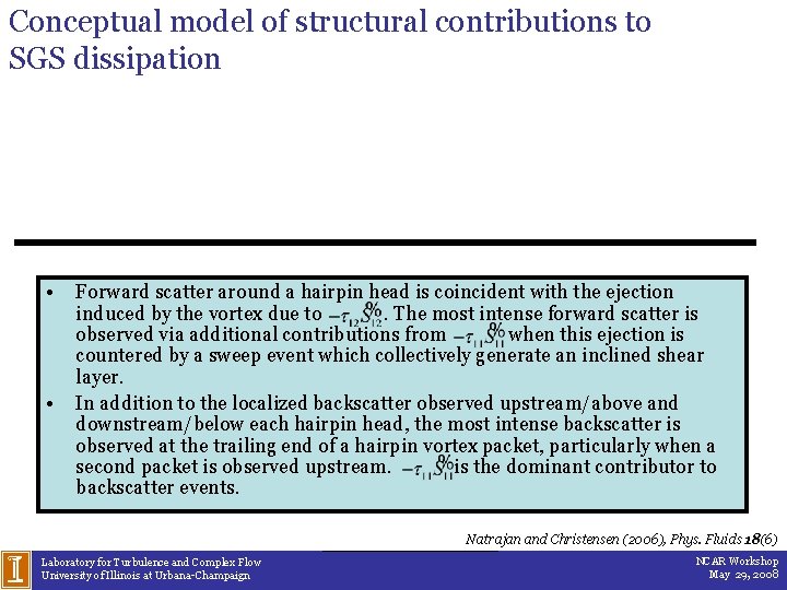 Conceptual model of structural contributions to SGS dissipation • • Forward scatter around a