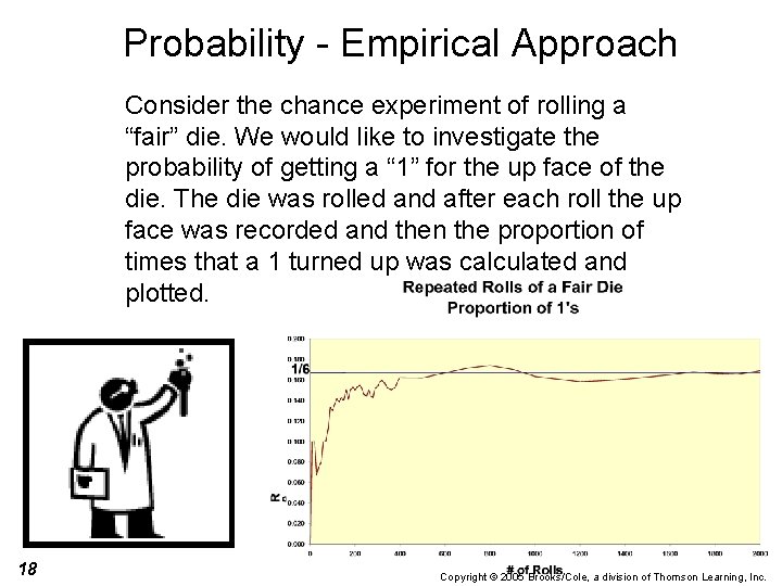 Probability - Empirical Approach Consider the chance experiment of rolling a “fair” die. We
