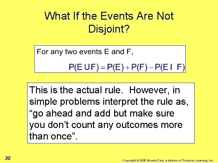 What If the Events Are Not Disjoint? This is the actual rule. However, in