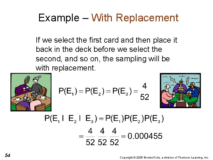 Example – With Replacement If we select the first card and then place it