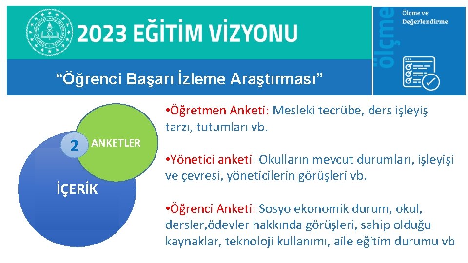 “Öğrenci Başarı İzleme Araştırması” 2 • Öğretmen Anketi: Mesleki tecrübe, ders işleyiş tarzı, tutumları