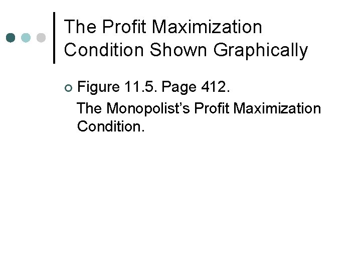 The Profit Maximization Condition Shown Graphically ¢ Figure 11. 5. Page 412. The Monopolist’s