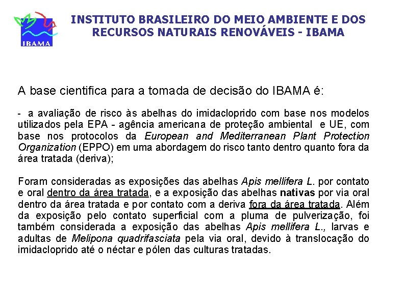 INSTITUTO BRASILEIRO DO MEIO AMBIENTE E DOS RECURSOS NATURAIS RENOVÁVEIS - IBAMA A base