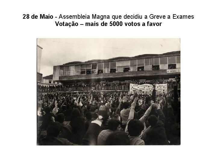 28 de Maio - Assembleia Magna que decidiu a Greve a Exames Votação –