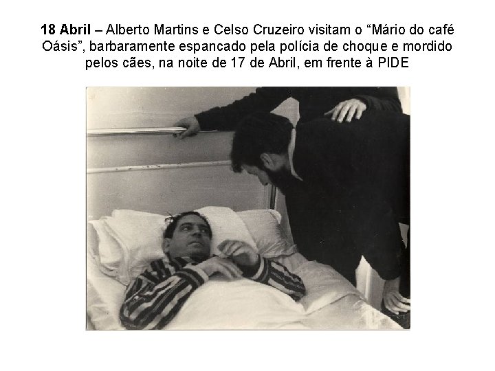 18 Abril – Alberto Martins e Celso Cruzeiro visitam o “Mário do café Oásis”,