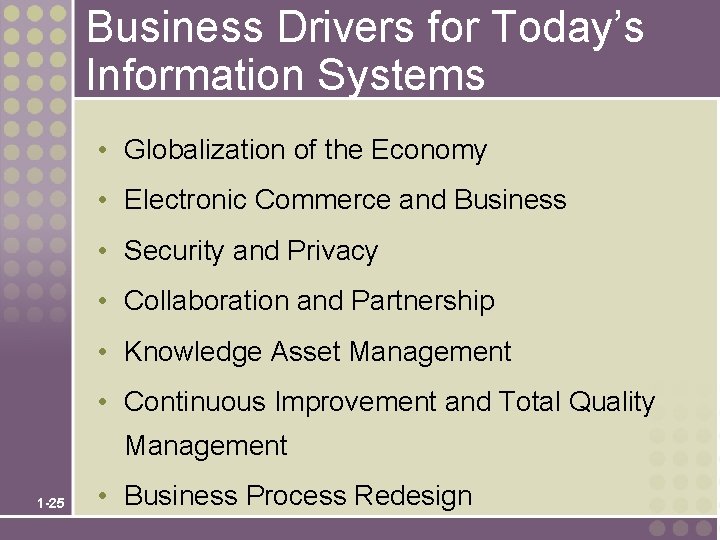 Business Drivers for Today’s Information Systems • Globalization of the Economy • Electronic Commerce