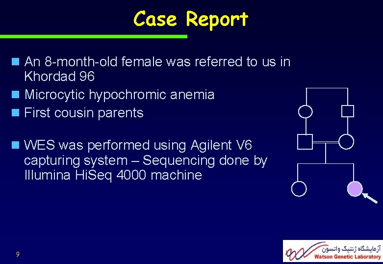 Case Report n An 8 -month-old female was referred to us in Khordad 96