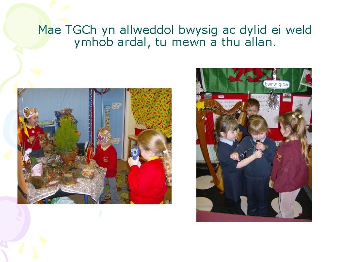 Mae TGCh yn allweddol bwysig ac dylid ei weld ymhob ardal, tu mewn a