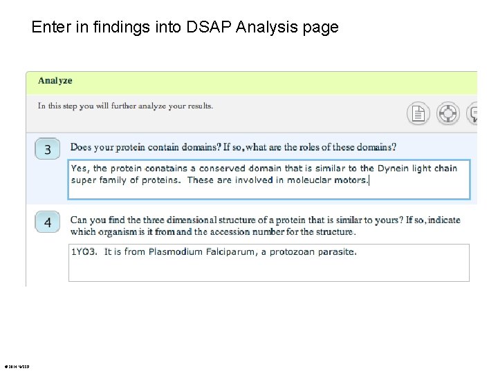 Enter in findings into DSAP Analysis page © 2014 WSSP 