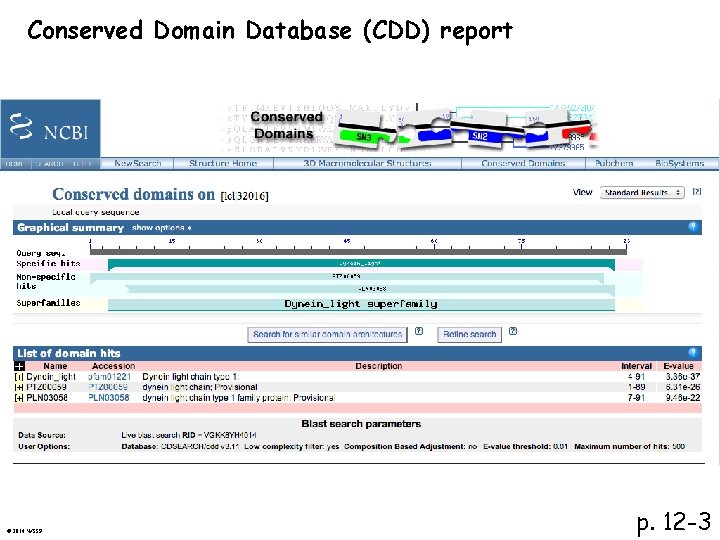 Conserved Domain Database (CDD) report © 2014 WSSP p. 12 -3 