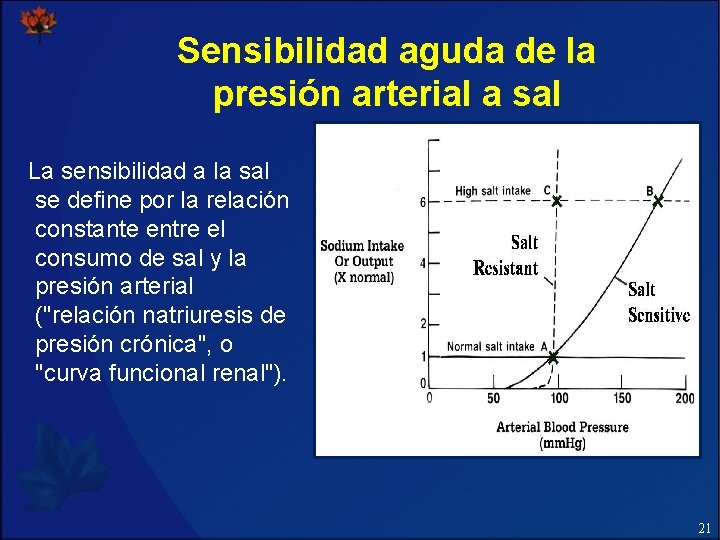 Sensibilidad aguda de la presión arterial a sal La sensibilidad a la sal se