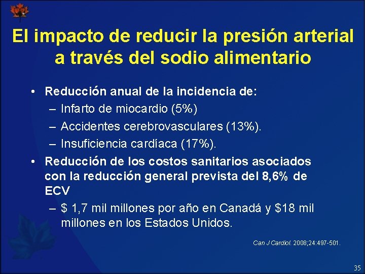 El impacto de reducir la presión arterial a través del sodio alimentario • Reducción