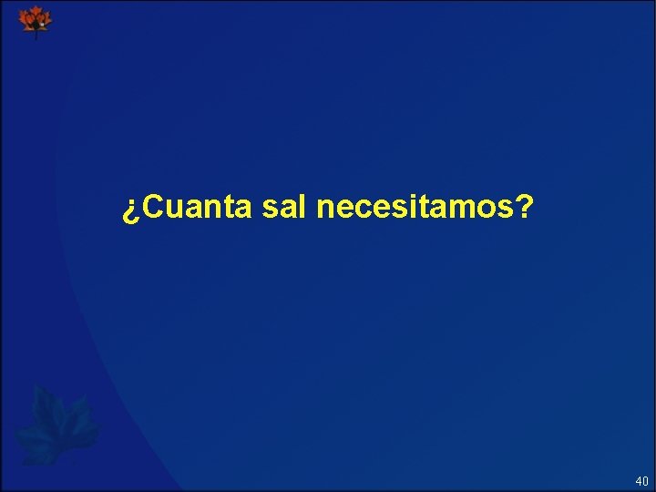 ¿Cuanta sal necesitamos? 40 