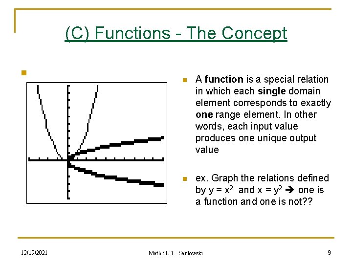 (C) Functions - The Concept n 12/19/2021 n A function is a special relation