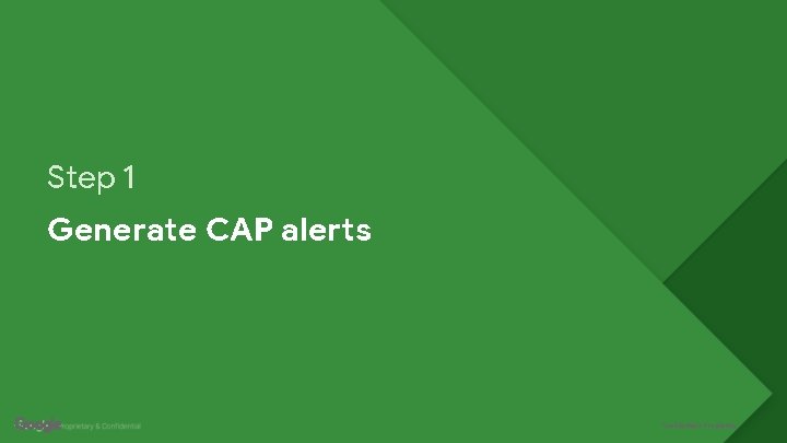 Step 1 Generate CAP alerts Confidential + Proprietary 