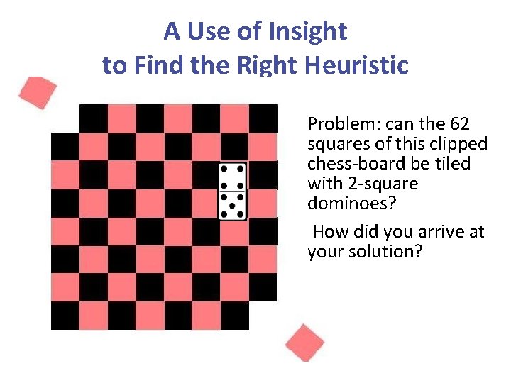 A Use of Insight to Find the Right Heuristic Problem: can the 62 squares