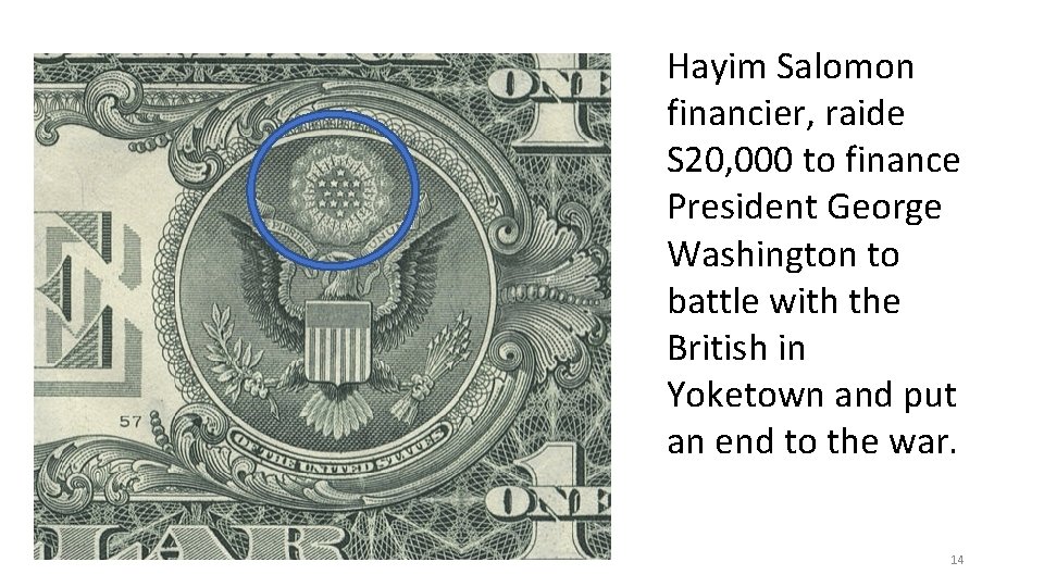 Hayim Salomon financier, raide S 20, 000 to finance President George Washington to battle