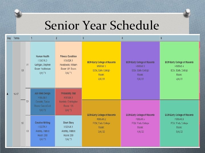 Senior Year Schedule 