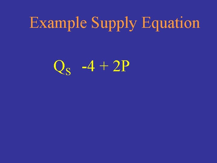 Example Supply Equation QS -4 + 2 P 