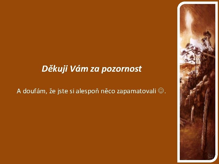 Děkuji Vám za pozornost A doufám, že jste si alespoň něco zapamatovali . 