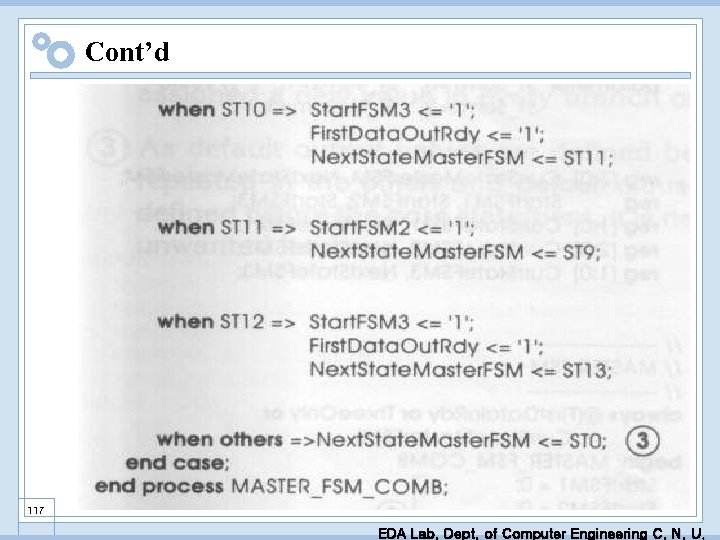 Cont’d 117 EDA Lab. Dept. of Computer Engineering C. N. U. 