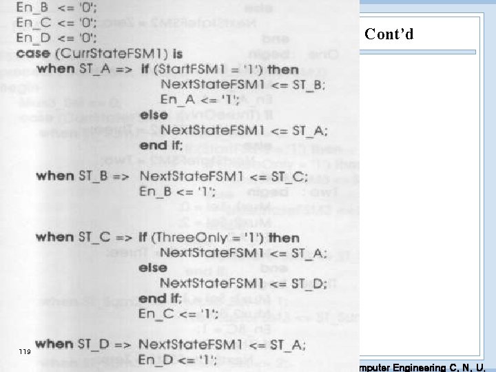 Cont’d 119 EDA Lab. Dept. of Computer Engineering C. N. U. 