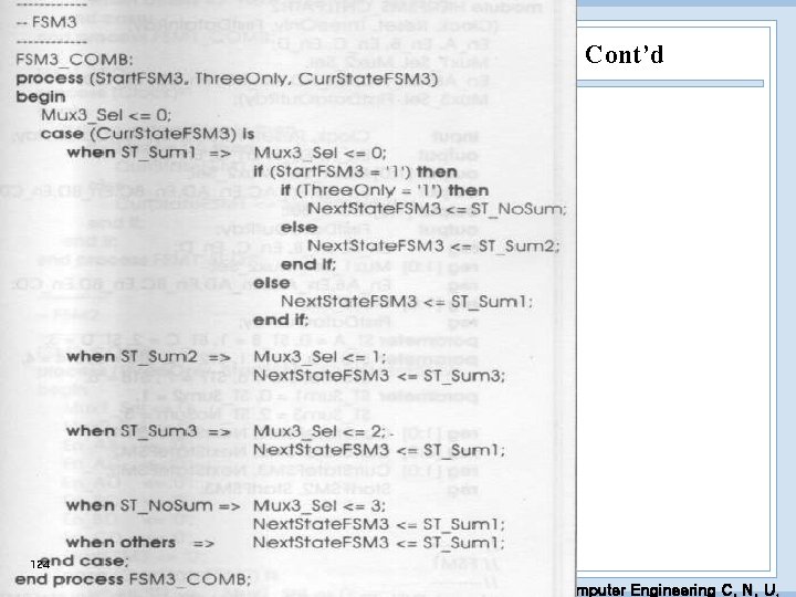 Cont’d 124 EDA Lab. Dept. of Computer Engineering C. N. U. 