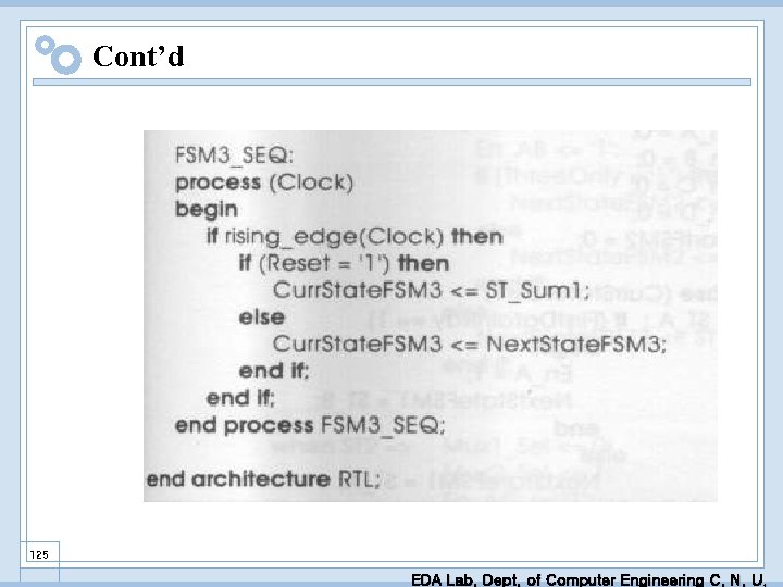 Cont’d 125 EDA Lab. Dept. of Computer Engineering C. N. U. 