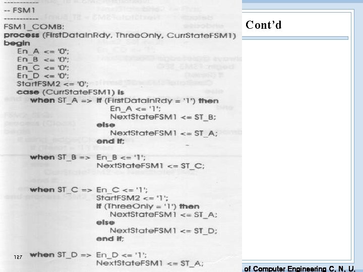 Cont’d 127 EDA Lab. Dept. of Computer Engineering C. N. U. 