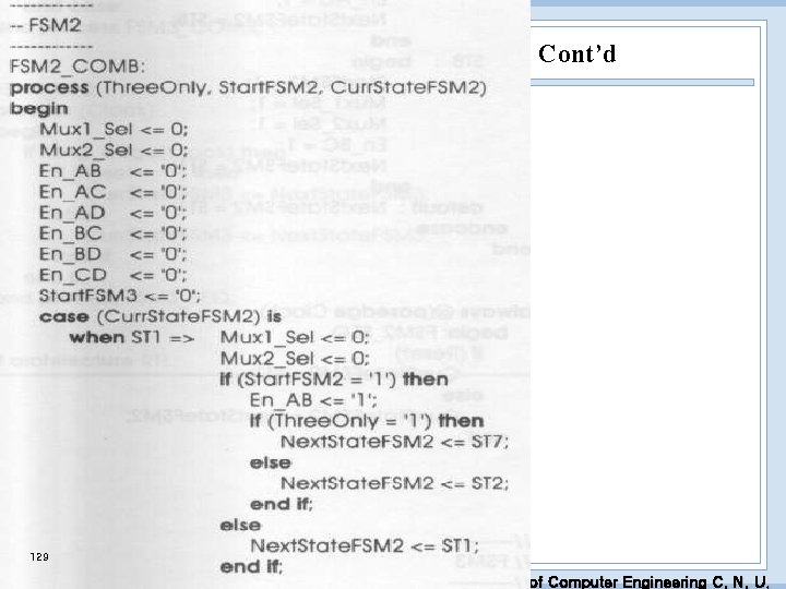 Cont’d 129 EDA Lab. Dept. of Computer Engineering C. N. U. 