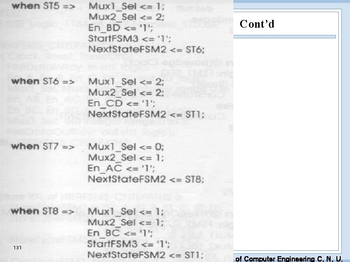 Cont’d 131 EDA Lab. Dept. of Computer Engineering C. N. U. 