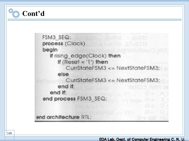 Cont’d 135 EDA Lab. Dept. of Computer Engineering C. N. U. 