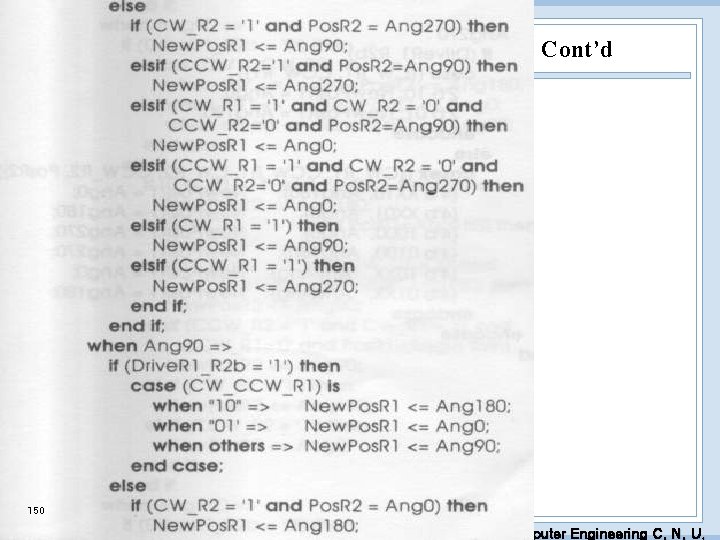 Cont’d 150 EDA Lab. Dept. of Computer Engineering C. N. U. 