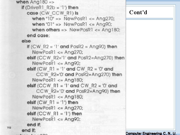 Cont’d 152 EDA Lab. Dept. of Computer Engineering C. N. U. 